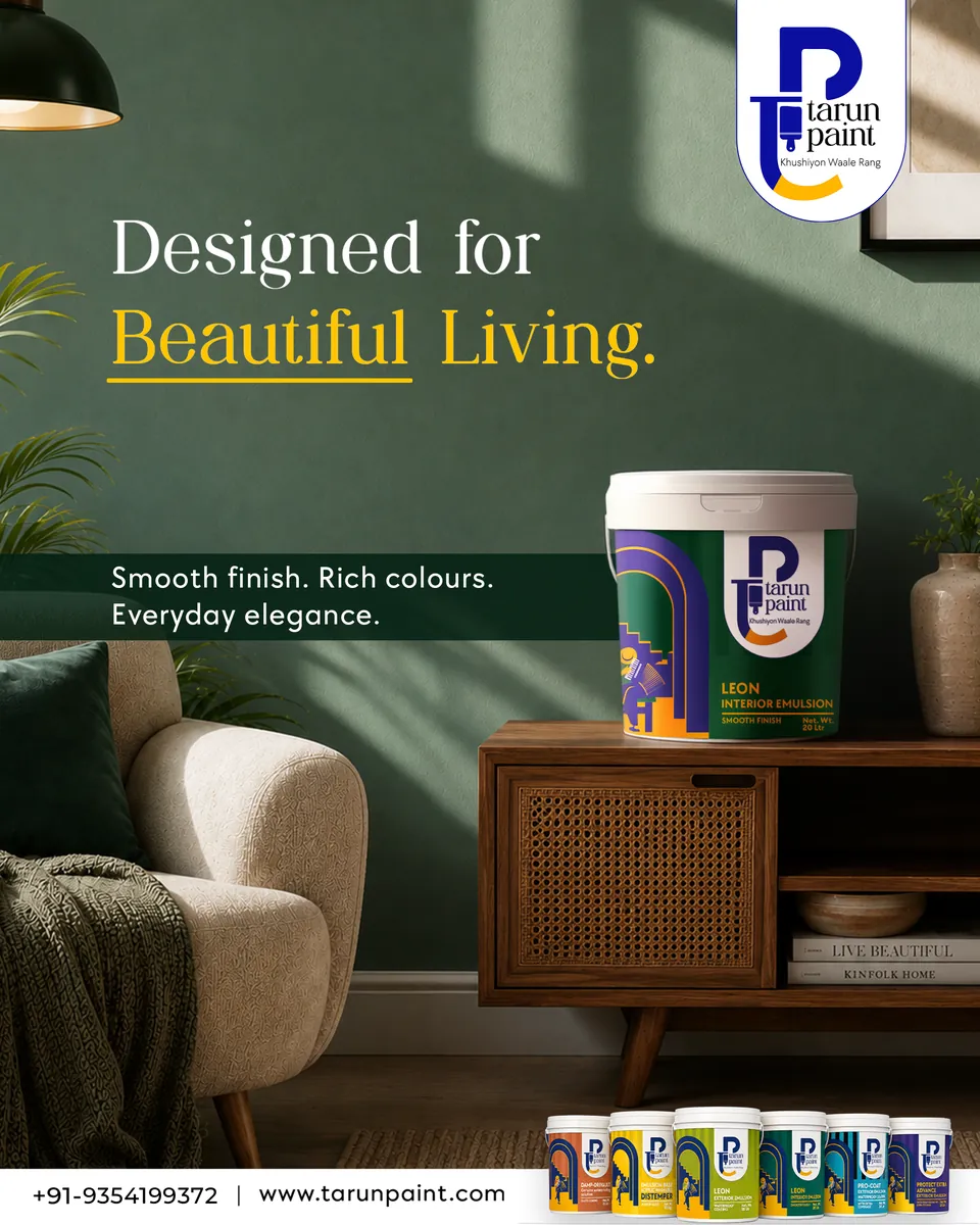 Tarun Paints interior emulsion campaign designed for beautiful living rooms